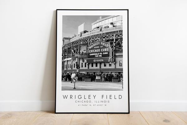 WRIGLEY FIELD Chicago Cubs  Print for Baseball Lovers  black and white art  Coordinates Print