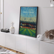 W Ham Football Contemporary Poster, London Stadium Art Print Illustration
