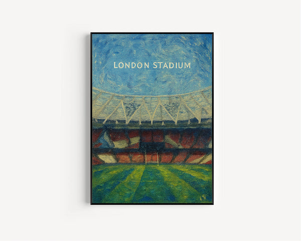W Ham Football Contemporary Poster, London Stadium Art Print Illustration