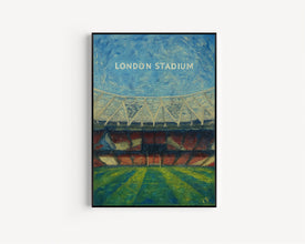 W Ham Football Contemporary Poster, London Stadium Art Print Illustration