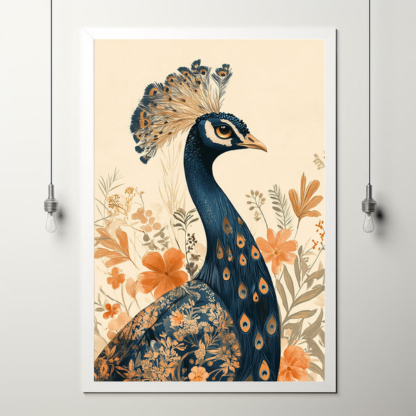 Wall Art, Eclectic Home Decor, Boho Bird Portrait, Southwestern Decor, Burnt Orange and Neutral Wall Art
