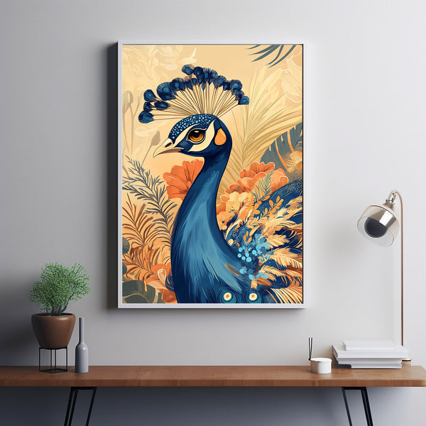 Wall Art, Eclectic Home Decor, Boho Bird Portrait, Southwestern Decor, Burnt Orange and Neutral Wall Art 1
