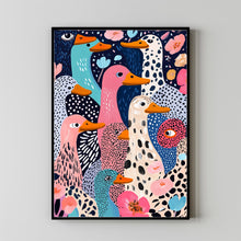 Wall Art, Funny Poster, Ducks Wall Art, Funny Poster, Colorful Ducks Print, Trendy Animal Pattern Decor1