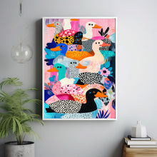 Wall Art, Funny Poster, Ducks Wall Art, Funny Poster, Colorful Ducks Print, Trendy Animal Pattern Decor 3