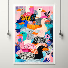 Wall Art, Funny Poster, Ducks Wall Art, Funny Poster, Colorful Ducks Print, Trendy Animal Pattern Decor 3