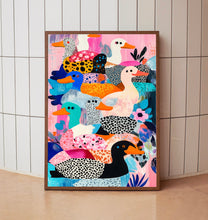 Wall Art, Funny Poster, Ducks Wall Art, Funny Poster, Colorful Ducks Print, Trendy Animal Pattern Decor 3