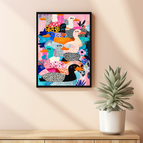 Wall Art, Funny Poster, Ducks Wall Art, Funny Poster, Colorful Ducks Print, Trendy Animal Pattern Decor 3