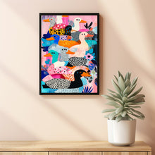Wall Art, Funny Poster, Ducks Wall Art, Funny Poster, Colorful Ducks Print, Trendy Animal Pattern Decor 3