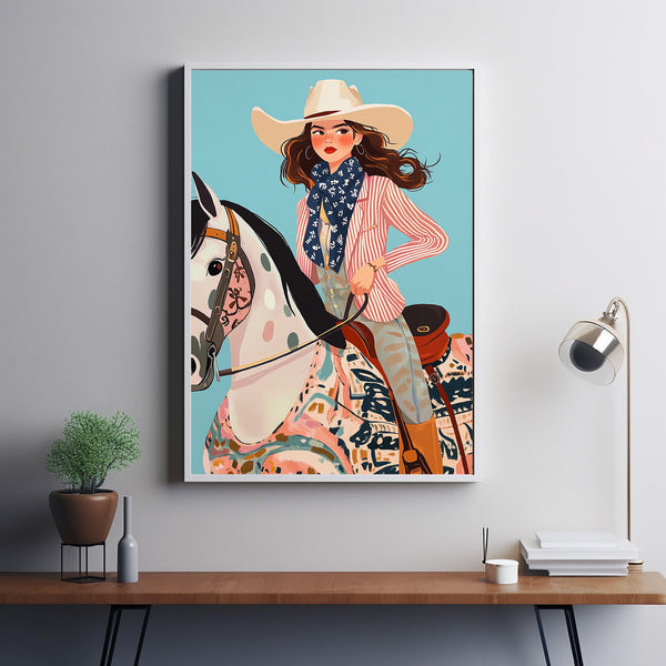 Wall Art, Pink Cowgirl Painting, Cowgirl Wall Art, Western Decor, Cowgirl Bedroom Wall Decor