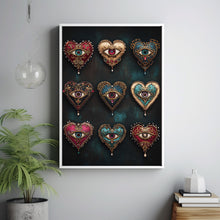 Wall Art, Psychedelic Heart Eye Print, Gothic Maximalist Decor, Dark Aesthetic Poster 1