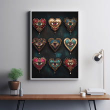 Wall Art, Psychedelic Heart Eye Print, Gothic Maximalist Decor, Dark Aesthetic Poster 1