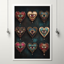 Wall Art, Psychedelic Heart Eye Print, Gothic Maximalist Decor, Dark Aesthetic Poster 1