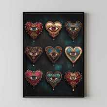 Wall Art, Psychedelic Heart Eye Print, Gothic Maximalist Decor, Dark Aesthetic Poster 1