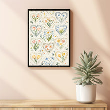 Wall Art, Vintage Heart Print, Colorful Floral Boho Decor, Maximalist Aesthetic, Dopamine Decor