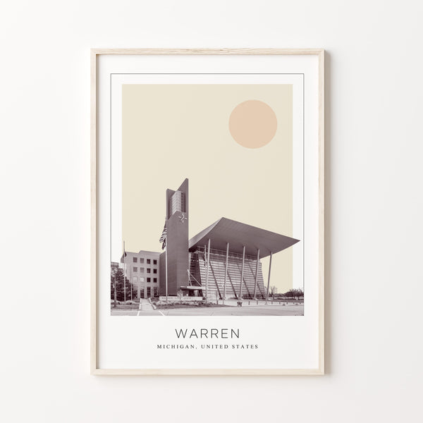 Warren Poster Print, Warren Travel Poster, Warren Minimalistic Wall Art, Warren, Michigan, United States 1868249648