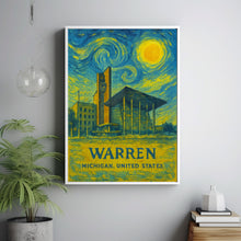Warren Poster Print, Warren Travel Poster, Warren Van Gogh Style Wall Art, Warren, Michigan, United States