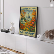 Washington Flower Market Poster, Wall Decor, United States Floral Illustration, Botanical Gallery Wall Art, Gift For Friend, Travel Poster