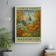 Washington Flower Market Poster, Wall Decor, United States Floral Illustration, Botanical Gallery Wall Art, Gift For Friend, Travel Poster