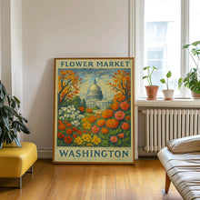 Washington Flower Market Poster, Wall Decor, United States Floral Illustration, Botanical Gallery Wall Art, Gift For Friend, Travel Poster