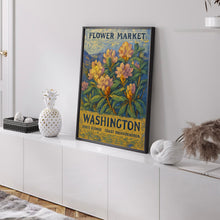 Washington State Flower Art Print, 1960s Coast Rhododendron, Neutral Botanical Pastel Wall Art, Flower Market Decor, C31-48