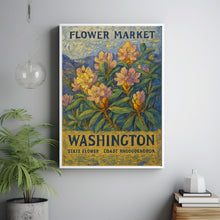 Washington State Flower Art Print, 1960s Coast Rhododendron, Neutral Botanical Pastel Wall Art, Flower Market Decor, C31-48