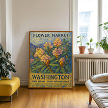Washington State Flower Art Print, 1960s Coast Rhododendron, Neutral Botanical Pastel Wall Art, Flower Market Decor, C31-48