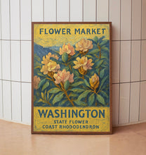 Washington State Flower Art Print, 1960s Coast Rhododendron, Neutral Botanical Pastel Wall Art, Flower Market Decor, C31-48 (2)