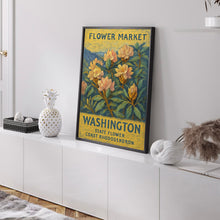Washington State Flower Art Print, 1960s Coast Rhododendron, Neutral Botanical Pastel Wall Art, Flower Market Decor, C31-48 (2)