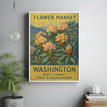 Washington State Flower Art Print, 1960s Coast Rhododendron, Neutral Botanical Pastel Wall Art, Flower Market Decor, C31-48 (2)