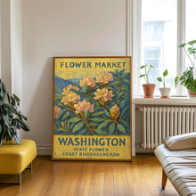 Washington State Flower Art Print, 1960s Coast Rhododendron, Neutral Botanical Pastel Wall Art, Flower Market Decor, C31-48 (2)