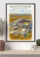 Watercolor Gillette Stadium Poster – Massachusetts Football Wall Art 4441238534