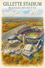Watercolor Gillette Stadium Poster – Massachusetts Football Wall Art 4441238534