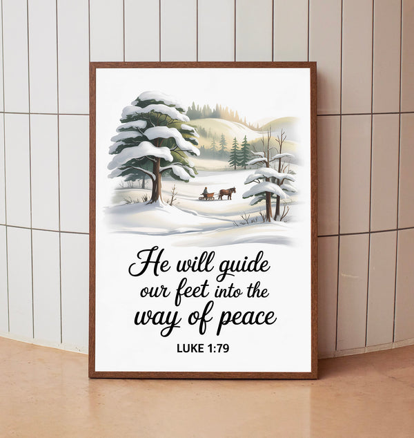 Way of Peace Winter Scripture Wall Art Print, Christmas, Holiday, Bible Verse  Christian