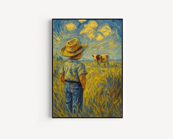 Western Cowboy Boys Room Art, Oil Wall Art Vintage Boy Nursery  Wall Art, Rustic Farmhouse Kids Decor (2)