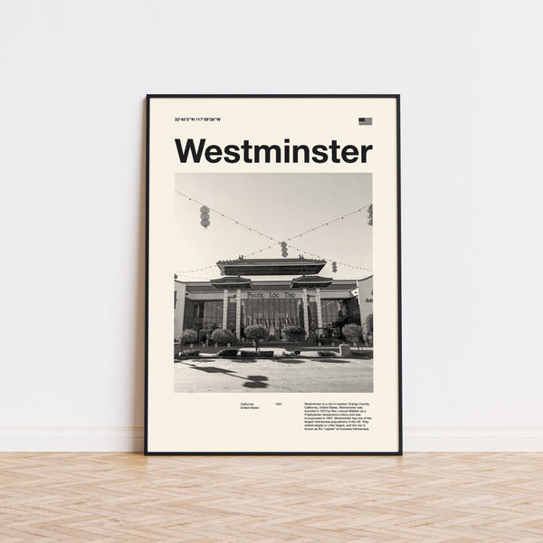Westminster Print  Westminster Poster  Westminster Wall Art  Mid Century Poster  Travel Print Art  California 1595544474