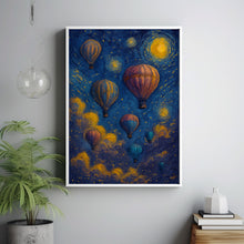 Whimsical Hot Air Balloon Poster, Colorful Girl’s Room Wall Art Print, Magical Kid’s Playroom Decor, Pastel Sunset, Dreamy Balloon Art Print