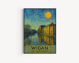 Wigan Poster Print, Wigan Travel Poster, Wigan Van Gogh Style Wall Art, Wigan, United Kingdom
