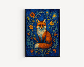 William Morris Fox Print - William Morris Inspired, Luxury Botanical Foliage Textiles Exhibition, Arts And Crafts, Floral Woodland Art