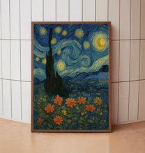 William Morris Full Moon And Flowers Print - Cotton Prints Exhibition Vintage William Morris, Luxury Botanical Foliage Trees Night Sky Moon