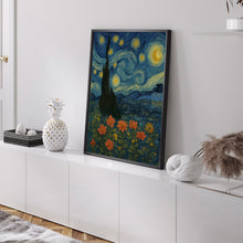 William Morris Full Moon And Flowers Print - Cotton Prints Exhibition Vintage William Morris, Luxury Botanical Foliage Trees Night Sky Moon