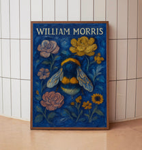 William Morris Style Bumble Bee Print - Cotton Prints Exhibition Vintage William Morris, Luxury Botanical Nature Bee Insect Summer Flowers
