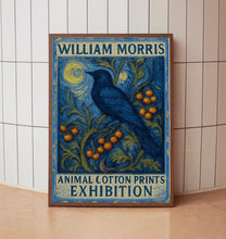 William Morris Style Crow Print - Animal Cotton Prints Exhibition, Textiles, Vintage William Morris Poster, Luxury Traditional Crow Berries