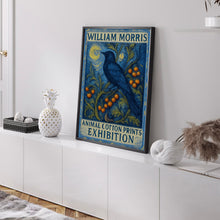 William Morris Style Crow Print - Animal Cotton Prints Exhibition, Textiles, Vintage William Morris Poster, Luxury Traditional Crow Berries