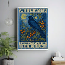 William Morris Style Crow Print - Animal Cotton Prints Exhibition, Textiles, Vintage William Morris Poster, Luxury Traditional Crow Berries