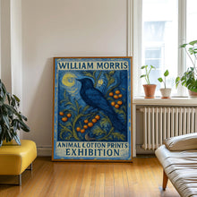 William Morris Style Crow Print - Animal Cotton Prints Exhibition, Textiles, Vintage William Morris Poster, Luxury Traditional Crow Berries