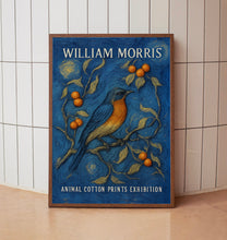 William Morris Style Robin Print - Animal Cotton Prints Exhibition, Textiles, Vintage William Morris Poster, Robin Foliage Nature Wall Art