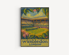 Wimbledon London Travel Poster, Historic Tennis Venue Art, UK Sports Print, British Travel Decor, London Vacation Gift
