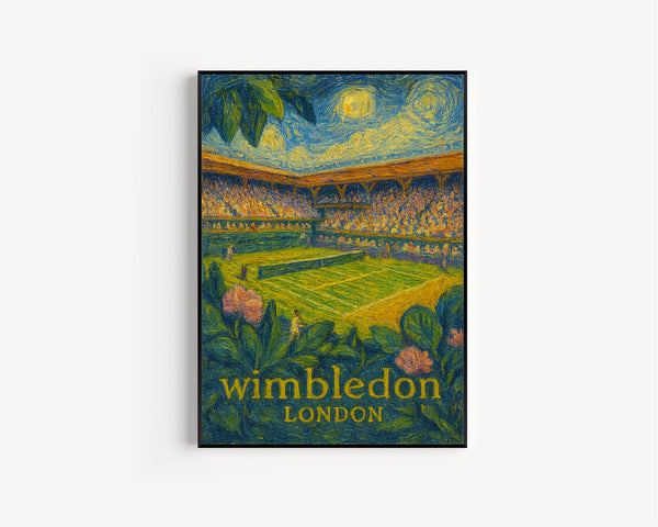 Wimbledon London Travel Poster, Historic Tennis Venue Art, UK Sports Print, British Travel Decor, London Vacation Gift