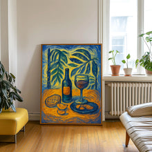 Wine Bottle Wine Glass Matisse Print, Matisse Style Kitchen Art, Mediterranean Italian Art, Tropical, Exhibition Print, Retro Vintage Poster