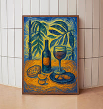 Wine Bottle Wine Glass Matisse Print, Matisse Style Kitchen Art, Mediterranean Italian Art, Tropical, Exhibition Print, Retro Vintage Poster